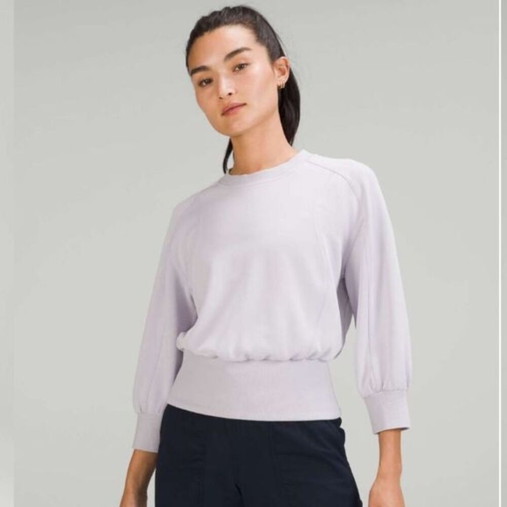 Lululemon Women’s 2 Softstreme Ribbed Hem Pullover Sweatshirt Faint Lavender New